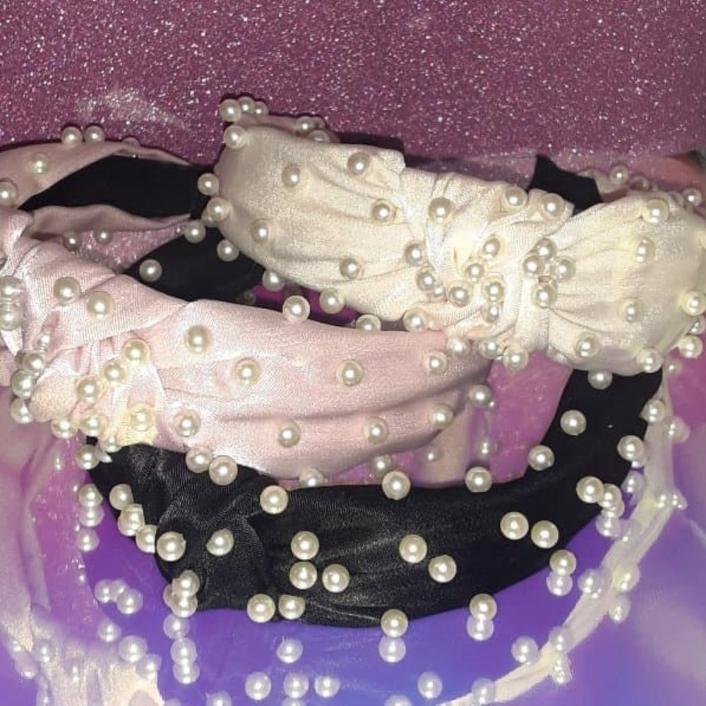 knot pearl studded headbands